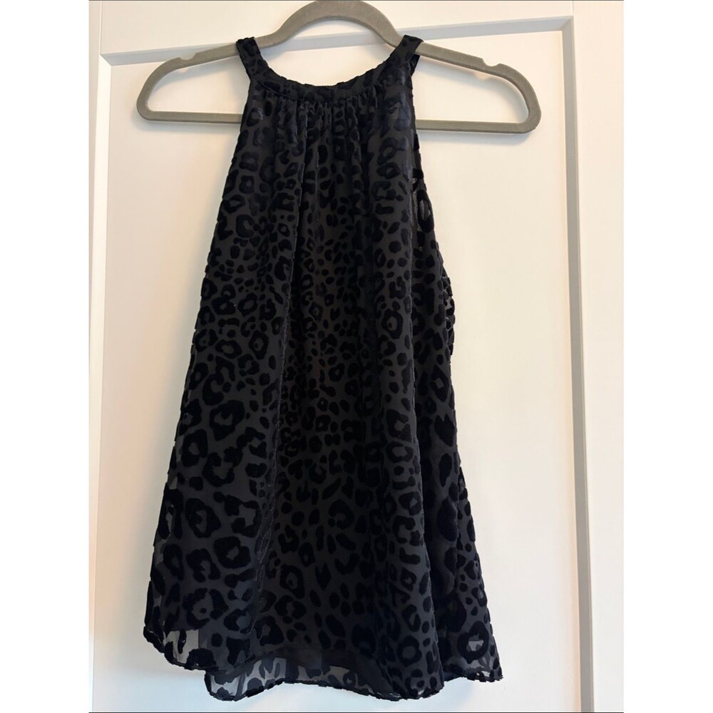 Black Velvet Animal Print Halter Top